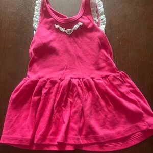Vintage Girls Pink Sleeveless Dress with Lace Trim